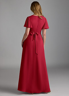 Azazie Zaniah Bridesmaid Dresses Scarlet A-Line Chiffon Dress image2