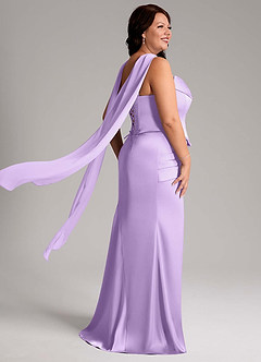 Azazie Sorrel Vestidos de damas de honor Vestido de Lila de Satén Elástico de Corte Sirena Convertible con Sin tirantes image11