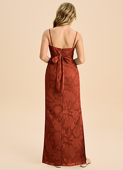 Azazie Mai Junior Etui Plissee Blumen-Burnout Kleid Rotbraun image2