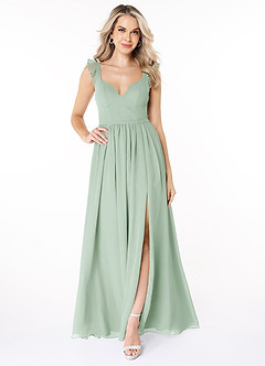 Azazie Stassie Brautjungfernkleider A-Linie Herzchen Gerüscht Chiffon Kleid Agave image3