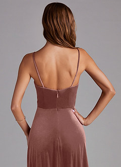 Azazie Moira Bridesmaid Dresses Rustic Rose A-Line with Pockets Velvet Dress image6