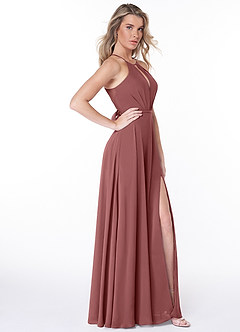 Azazie Evalleen Robes de demoiselle d'honneur Robe Trapèze en Mousseline de soie Plissée Améthyste image5