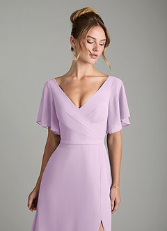 Azazie Ambrosia Bridesmaid Dresses Frosted Lilac A-Line Pleated Chiffon Dress image3