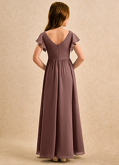 Azazie Milly Girls Formal Robe Demoiselle D'honneur Fillette Robe Trapèze en Mousseline de soie Plissé Expresso image2