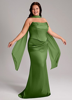 Azazie Sorrel Bridesmaid Dresses Basil Mermaid Strapless Stretch Satin Convertible Dress image9