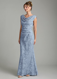 Azazie Kieryn Brautjungfernkleider Meerjungfrau-Linie Plissee Blumen-Burnout Kleid Staubblau image3