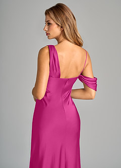 Azazie Celina Vestidos de damas de honor Vestido de Fucsia de Satén Elástico de Corte Recto con Vestidos sin tirantes image8