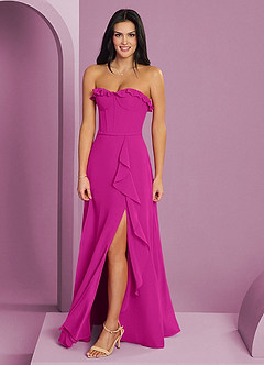Barbie ♥ Azazie Bridesmaid Dresses Fuchsia A-Line Sweetheart Neckline Chiffon Dress image3