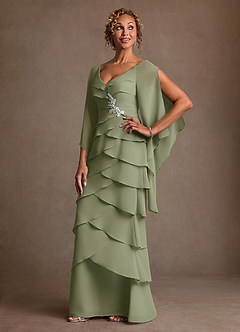 Azazie Arabinda Mother of the Bride Dresses Pistachio Sheath Ruched Chiffon Dress image3