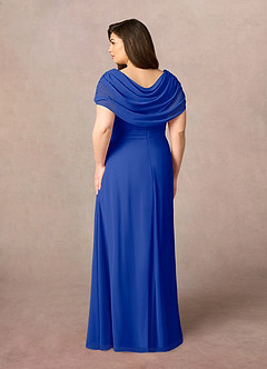 Azazie Mary vestidos de madre de la novia Vestido de Azul Real de Gasa de Corte En A con Corte Lateral image8