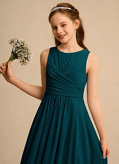 Azazie Ducky Junior Formal Flower Girl Dresses Pine A-Line Pleated Chiffon Dress image3