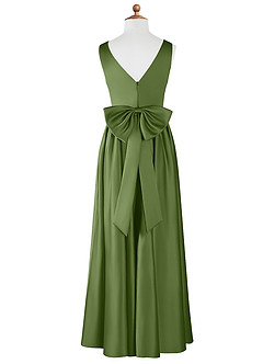 Azazie Hathaway Junior Juniper A-Line Bow Stretch Satin Dress image7