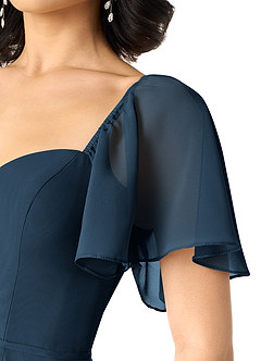 Azazie Chloe Bridesmaid Dresses Dark Navy A-Line Sweetheart Neckline Chiffon Dress image6