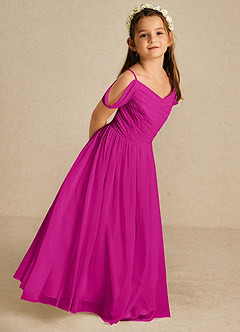 Azazie Chelle Flower Girl Dresses Fuchsia A-Line Pleated Chiffon Dress image5