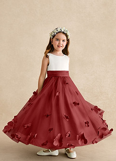 Azazie Vi 플라워 걸 드레스 A라인 소매 없는 얇실버 명주 그물 발목 길이 드레스 image8