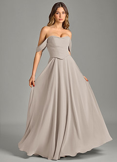 Azazie Chelsey Abiti da Damigella Abito Convertibile A-Line in Chiffon a Spalla Scoperta Gelo image5