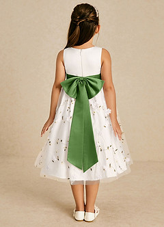 Azazie Pollie Flower Girl Dresses Ivory Basil A-Line Bow Tulle Dress image2
