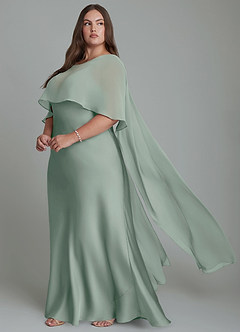 Azazie Stefania Bridesmaid Dresses Agave A-Line Stretch Satin Dress image10