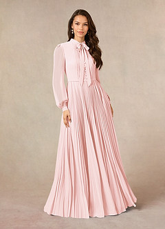 Azazie Adellah Mother of the Bride Dresses Blushing Pink A-Line Pleated Chiffon Dress image1