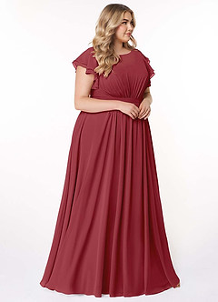 Azazie Daphne Modest Bridesmaid Dresses A-Line Ruffled Chiffon Floor-Length Dress image10