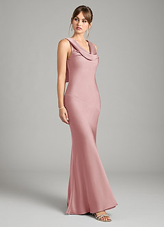 Azazie Rylina Bridesmaid Dresses Dusty Rose Mermaid Stretch Satin Dress image5