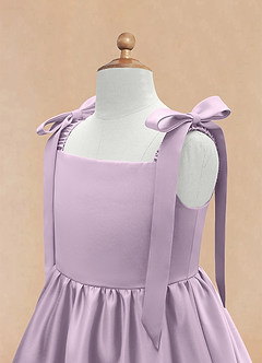 Azazie Chelsie Robe Demoiselle D'honneur Fillette Robe Trapèze en Mat Satiné Arc Frostiges Flieder image8