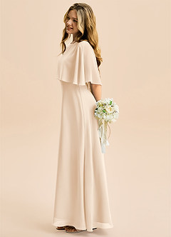 Azazie Maris Junior Abito A-Line in Chiffon Alabastro Bianco image3