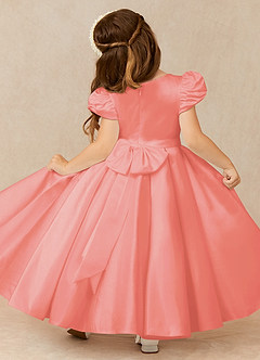 Azazie Jewel vestidos de niña de las flores Vestido de Coral de Satin Mate de Princesa con Plisado image2