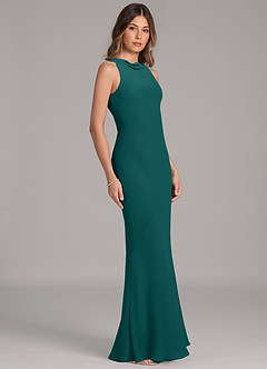 Azazie Allettie Robes de demoiselle d'honneur Robe Sirène en Mousseline de soie Paon image5