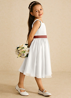 Azazie Elina Flower Girl Klänningar Klänning A-Line i Chiffong Ärmlös image3
