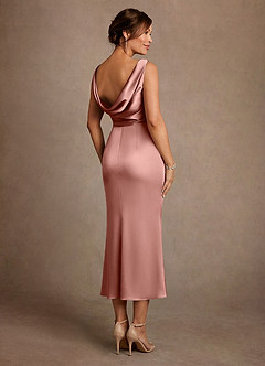 Azazie Mazhe Mère de la mariée Robes Robe Trapèze en Satin extensible Plissée Rosette image2