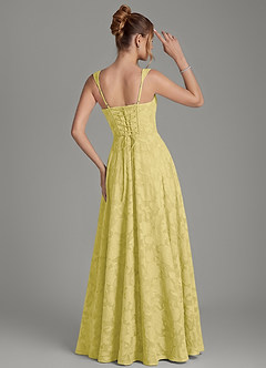 Azazie Azaria Bridesmaid Dresses Canary A-Line Corset Floral Burnout Dress image5