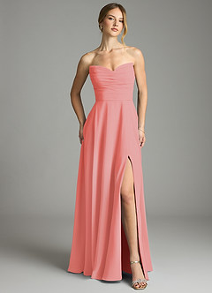 Azazie Ayla Abiti da Damigella Abito A-Line in Chiffon Scollo a Cuore Corallo image7