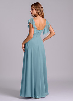 Azazie Leilani Bridesmaid Dresses Moody Blue A-Line Pleated Chiffon Dress image5