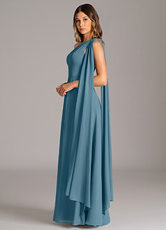 Azazie Tella Brautjungfernkleider A-Linie One-Shoulder Chiffon Kleid Bermudablau image5