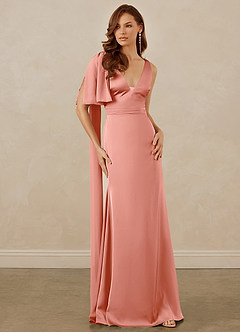 Christian Siriano Bridal for Azazie 1011 Bridesmaid Dresses Coral Mermaid Bow Stretch Satin Dress image5