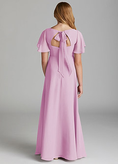 Azazie Kimber Junior Candy Pink A-Line Pleated Chiffon Dress image2