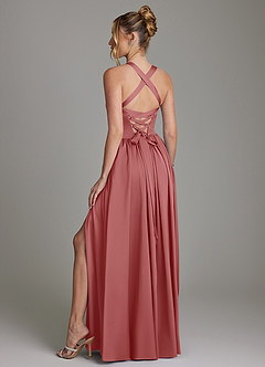 Azazie Francis Bridesmaid Dresses Antique Rose A-Line Corset Stretch Satin Dress image7