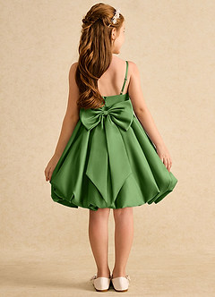 Azazie Davine Flower Girl Dresses Basil A-Line Spaghetti Strap Matte Satin Dress image8
