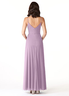 Azazie Evalin Bridesmaid Dresses Wisteria A-Line V-Neck Pleated Mesh Dress image2