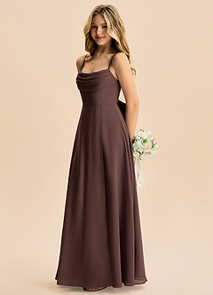 Azazie Bear Junior Vestido de Ganache de Gasa de Corte en A con Plisado image5