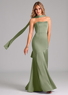 Azazie Shiloh Bridesmaid Dresses Pistachio Mermaid Strapless Stretch Satin Convertible Dress image1