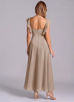 Azazie Leilani Bridesmaid Dresses Taupe A-Line Ruched Chiffon Dress image2