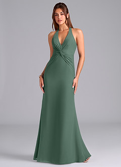 Azazie Valerie Bridesmaid Dresses Sea Moss Mermaid Pleated Chiffon Dress image4