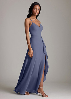 Azazie Naeem Bridesmaid Dresses Stormy A-Line V-Neck Ruffle Chiffon Dress image4