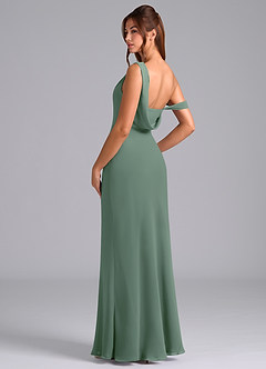 Azazie Madelyn Bridesmaid Dresses Eucalyptus Mermaid Off the Shoulder Chiffon Convertible Dress image6