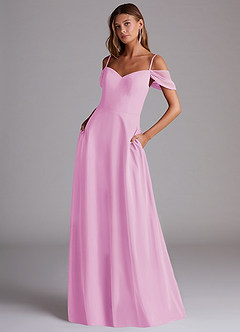 Azazie Marley Bridesmaid Dresses Candy Pink A-Line Off the Shoulder Chiffon Convertible Dress image1