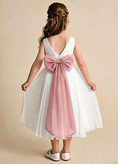 Azazie Margot Flower Girl Dresses Ivory Dusty Rose A-Line Pleated Chiffon Dress image1