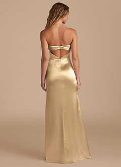 Azazie Leonis Bridesmaid Dresses Champagne Mermaid Pleated Metallic Satin Convertible Dress image6