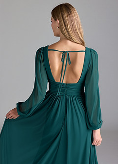 Azazie Norah Bridesmaid Dresses Peacock A-Line Mesh Dress image2